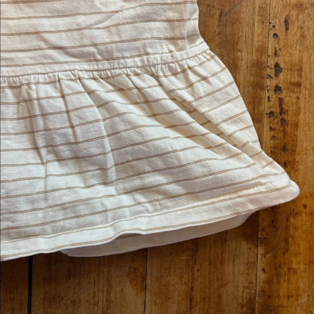 GAP cotton dress 5T white gold stripe spring summer ruched chest Easter